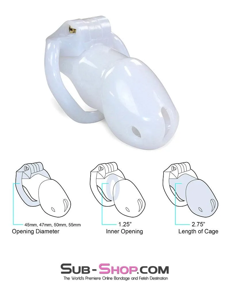 0394AE      White Knight High Security Keyed Tumbler Locking Male Chastity with 4 Base Cock Ring Sizes