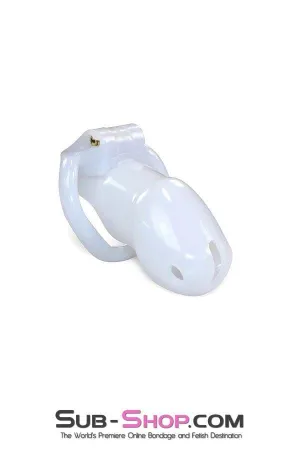 0394AE      White Knight High Security Keyed Tumbler Locking Male Chastity with 4 Base Cock Ring Sizes
