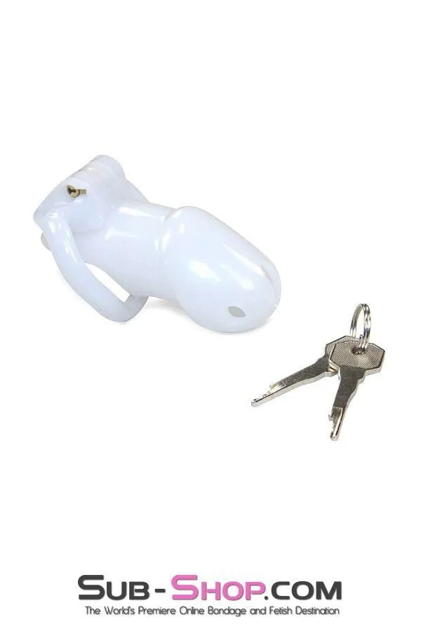 0394AE      White Knight High Security Keyed Tumbler Locking Male Chastity with 4 Base Cock Ring Sizes