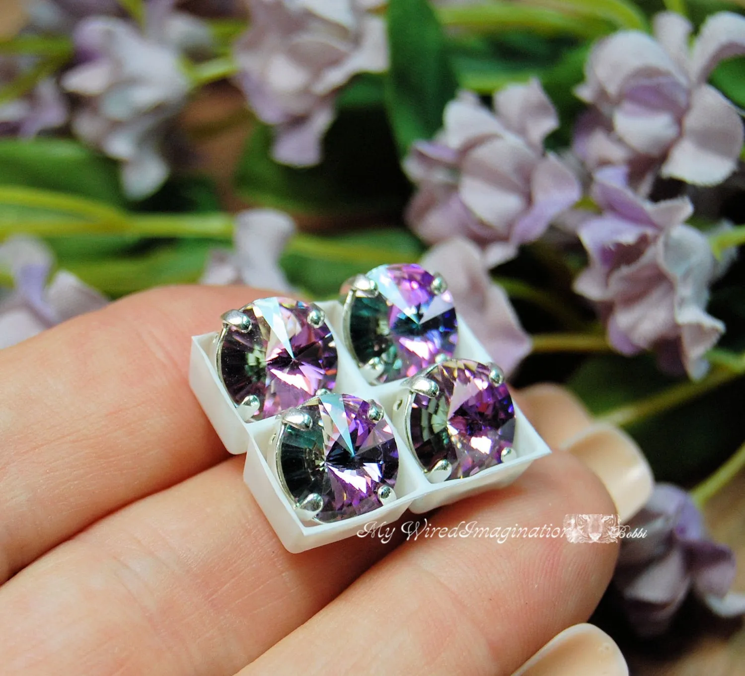10mm Vitrail Light Rivoli, Swarovski Crystal 1122 With Prong Setting