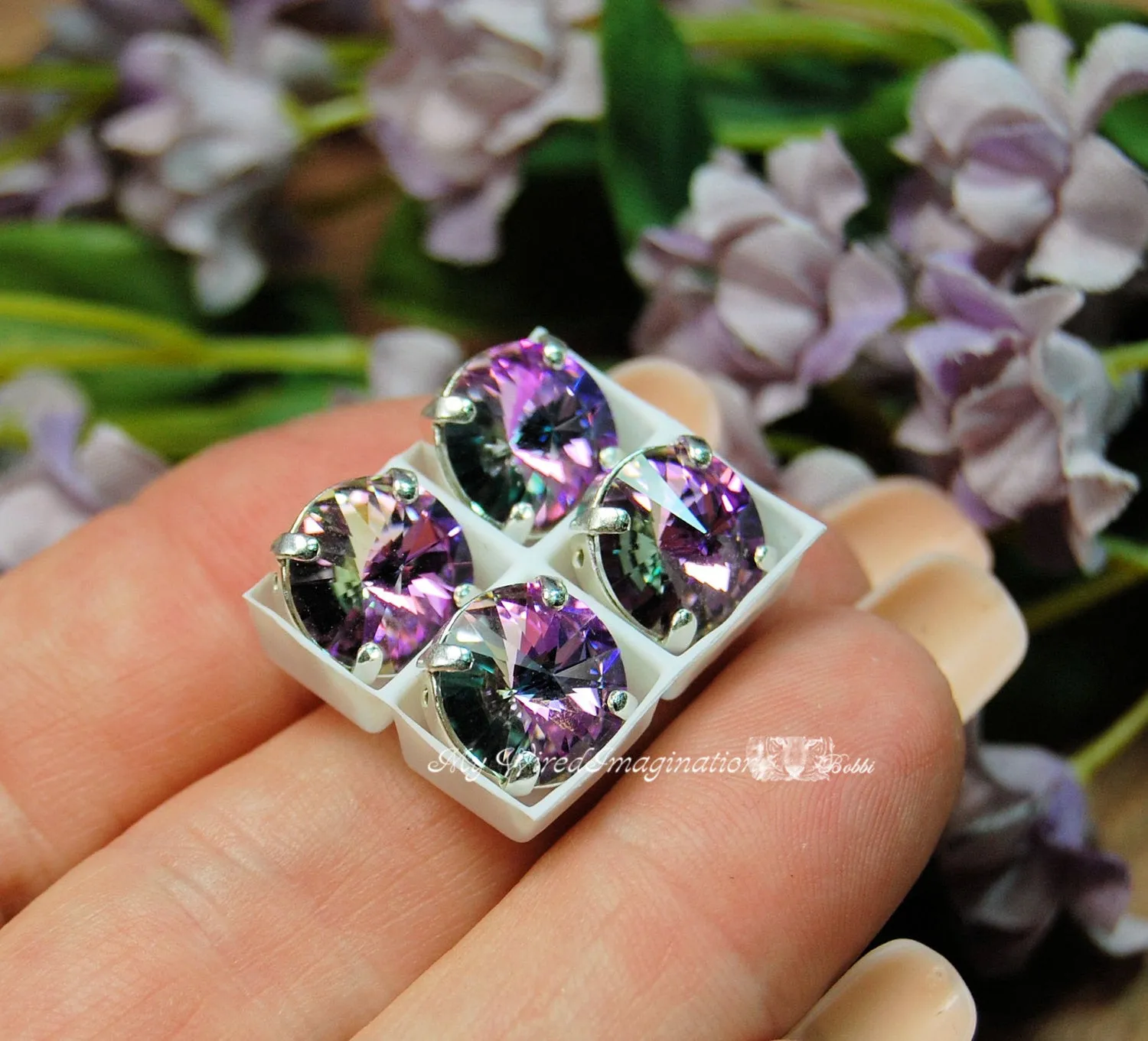 10mm Vitrail Light Rivoli, Swarovski Crystal 1122 With Prong Setting