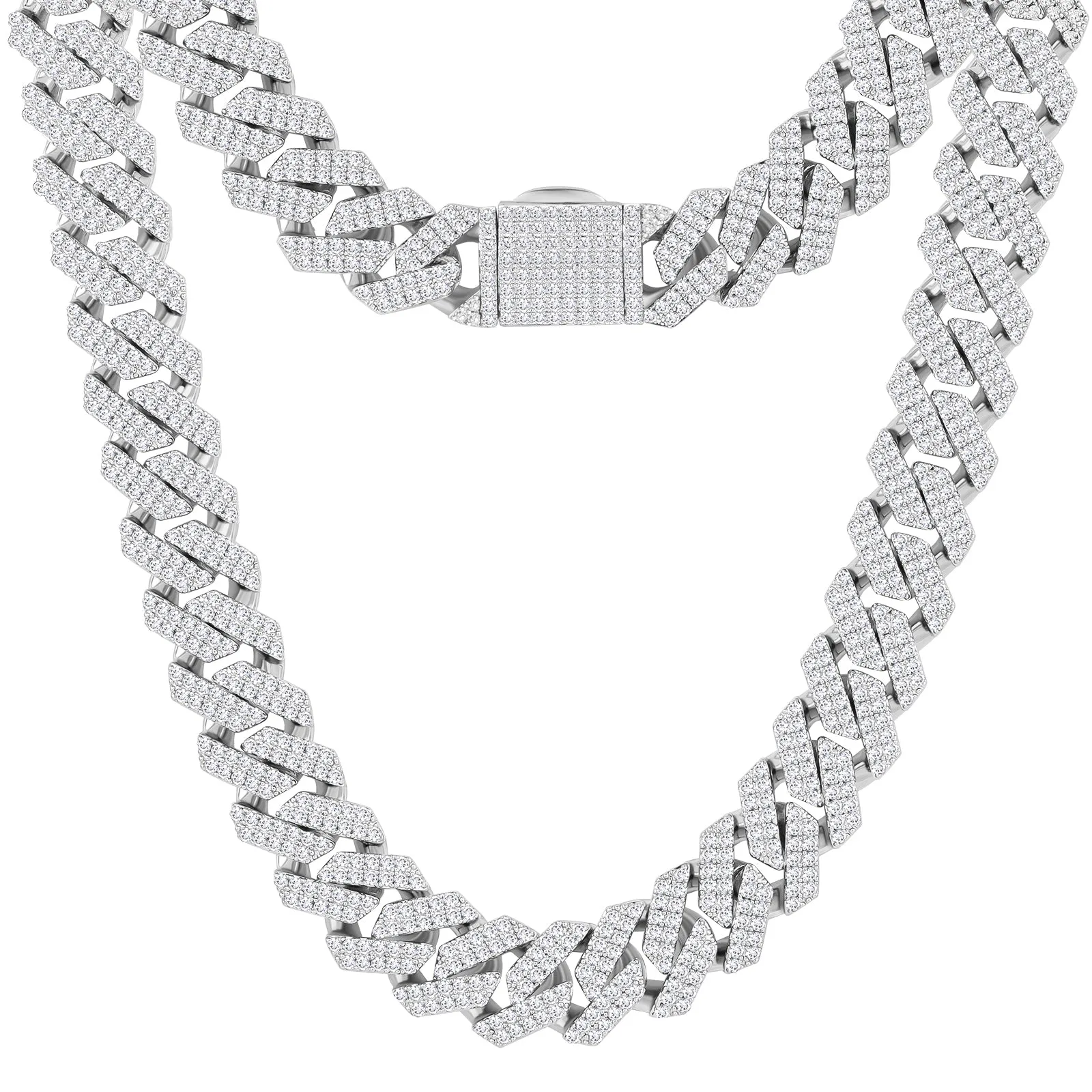 12mm Iced Prong Link Cuban Chain Box Clasp KRKC