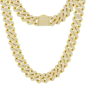 12mm Iced Prong Link Cuban Chain Box Clasp KRKC
