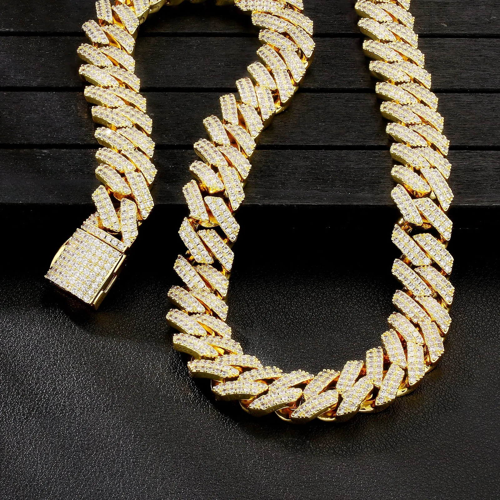 12mm Iced Prong Link Cuban Chain Box Clasp KRKC