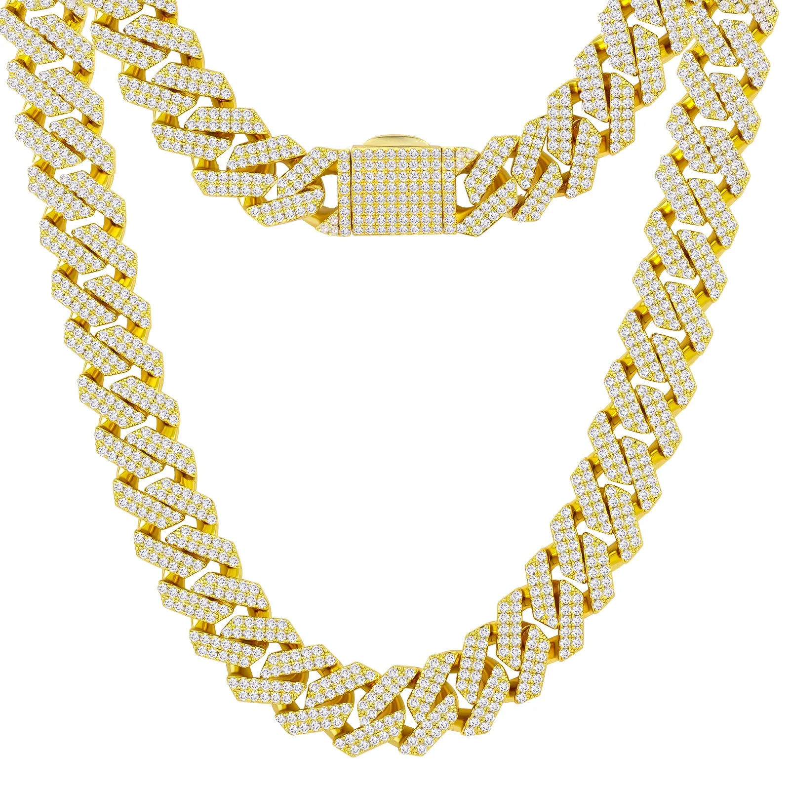 12mm Iced Prong Link Cuban Chain Box Clasp KRKC