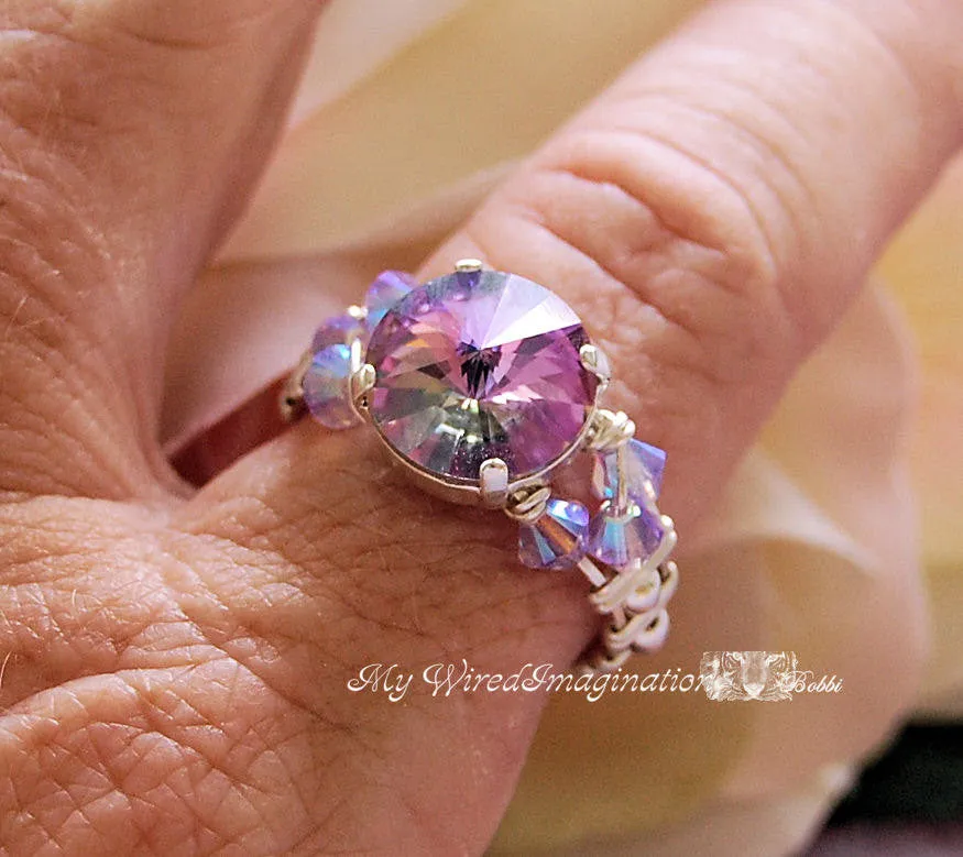 12mm Sew On Swarovski Crystal Vitrail Light Rivoli 1122 With Prong Setting