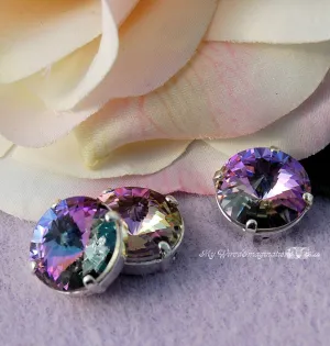 12mm Sew On Swarovski Crystal Vitrail Light Rivoli 1122 With Prong Setting