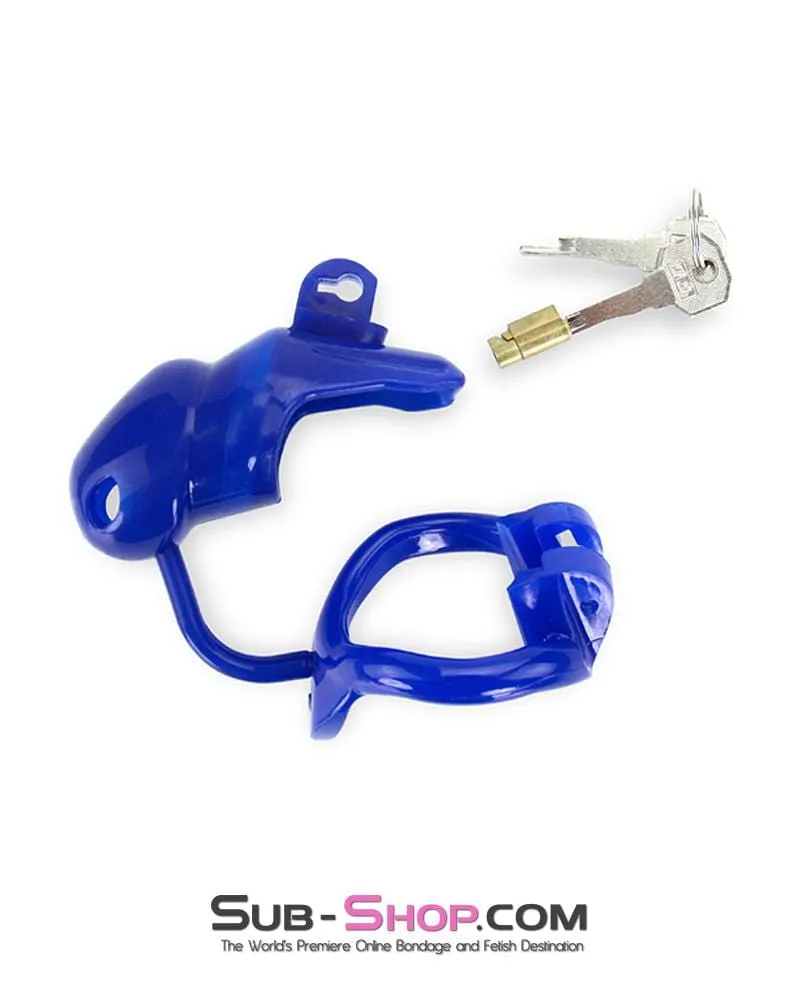 1386AR      Blue Balls High Security Locking Male Chastity Device with Ball Divider
