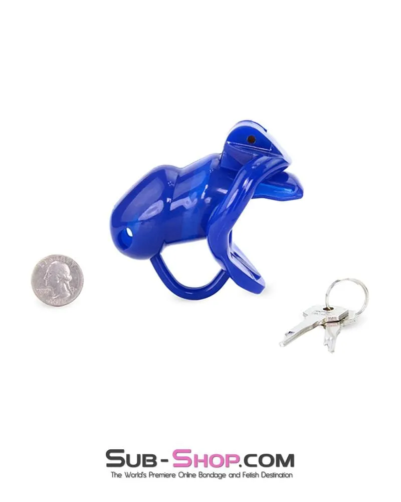1386AR      Blue Balls High Security Locking Male Chastity Device with Ball Divider