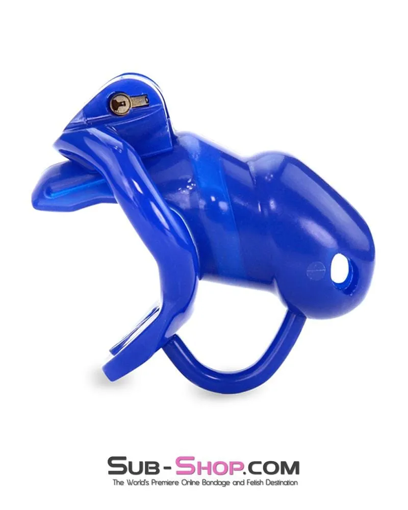 1386AR      Blue Balls High Security Locking Male Chastity Device with Ball Divider