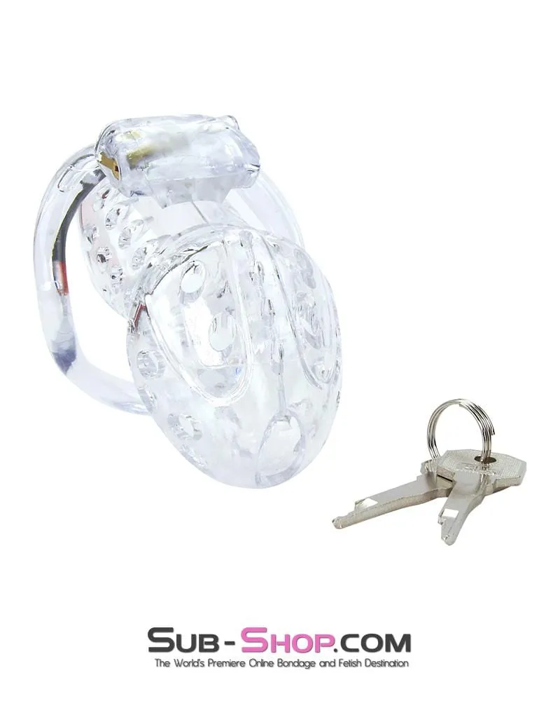 1422AR      Boy Toy Clear High Security Pin Tumbler Locking Cock Cage Chastity - MEGA Deal