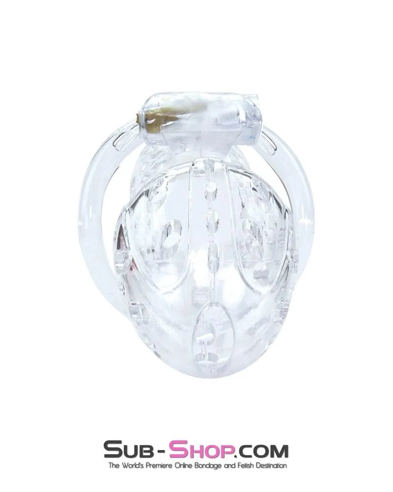 1422AR      Boy Toy Clear High Security Pin Tumbler Locking Cock Cage Chastity - MEGA Deal