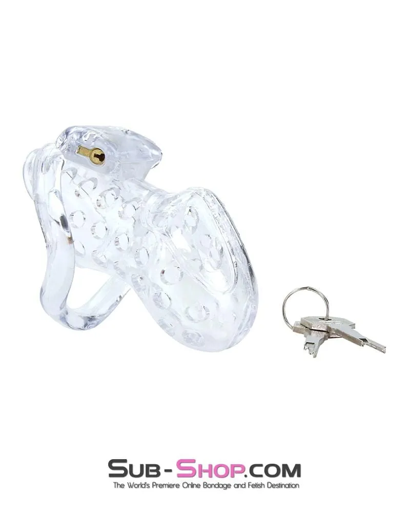 1422AR      Boy Toy Clear High Security Pin Tumbler Locking Cock Cage Chastity - MEGA Deal