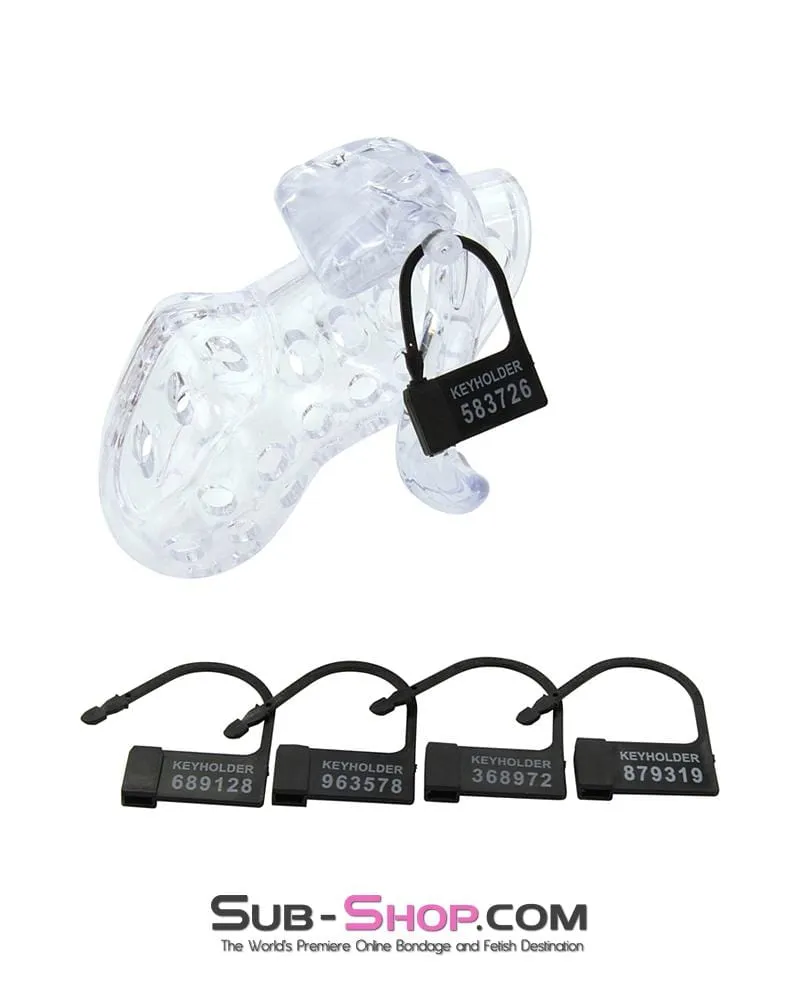 1422AR      Boy Toy Clear High Security Pin Tumbler Locking Cock Cage Chastity - MEGA Deal
