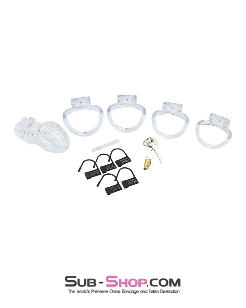 1422AR      Boy Toy Clear High Security Pin Tumbler Locking Cock Cage Chastity - MEGA Deal
