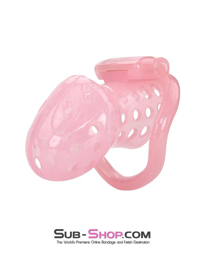 1432AR-SIS      Sissy Boy Toy Pink High Security Pin Tumbler Locking Cock Cage Chastity