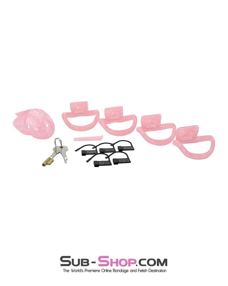 1432AR-SIS      Sissy Boy Toy Pink High Security Pin Tumbler Locking Cock Cage Chastity