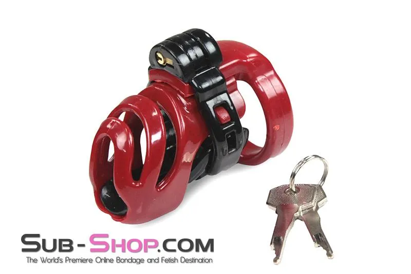 1559M      <b>BOGO!</b> Red Knight High Security Hinged Locking Male Chastity Device