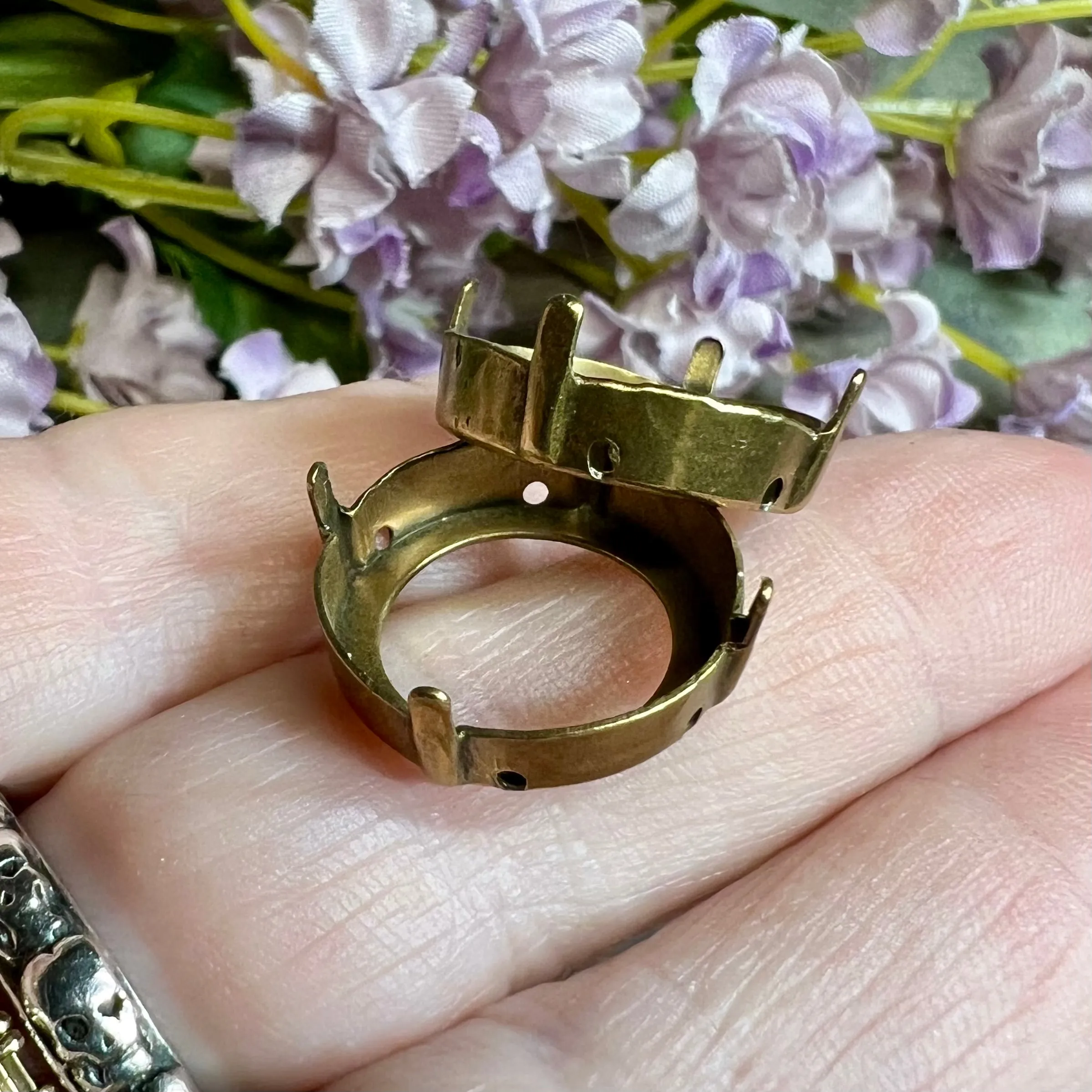 18mm 1122 Rivoli Setting, 2 Pcs Silver or Gold Plated Settings