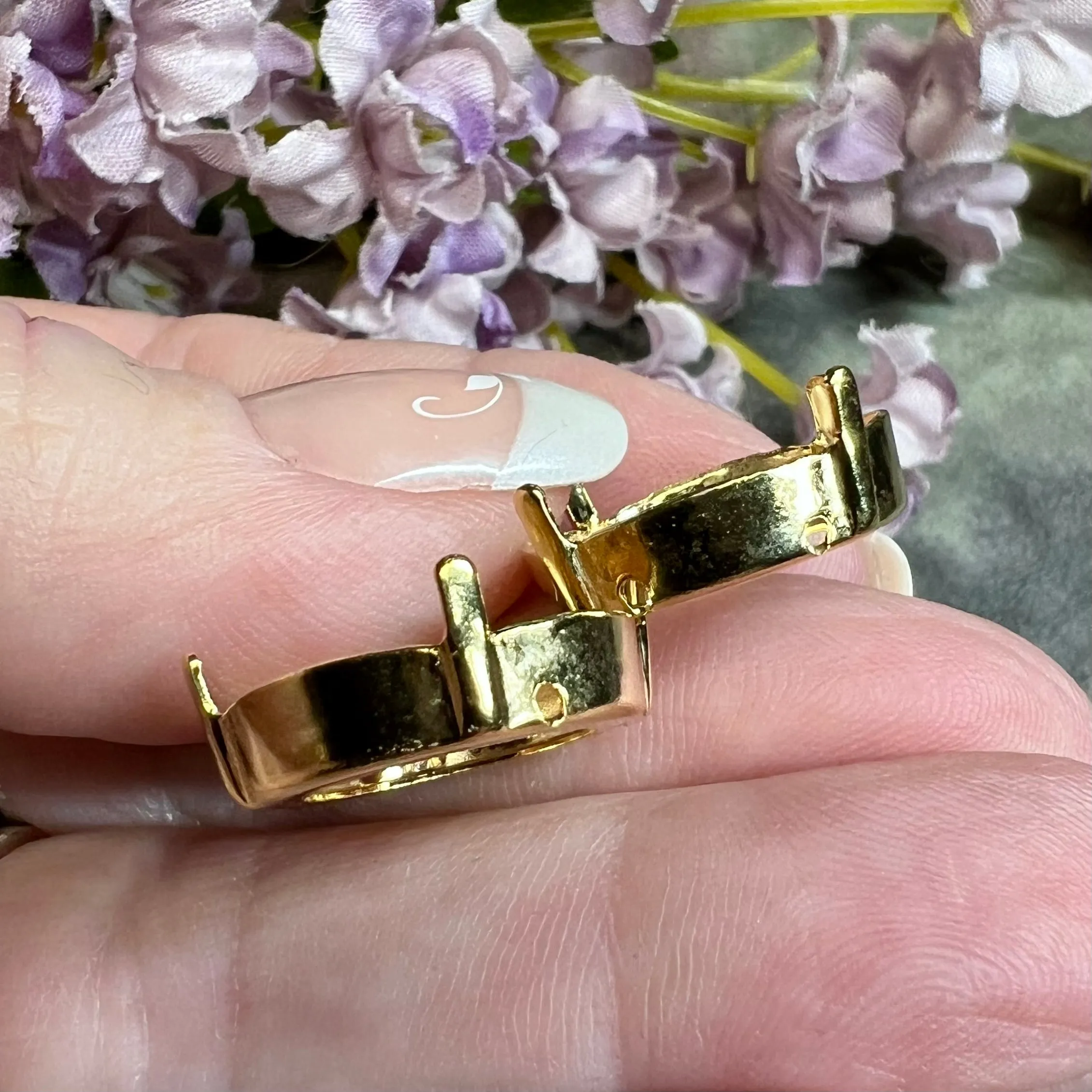 18mm 1122 Rivoli Setting, 2 Pcs Silver or Gold Plated Settings