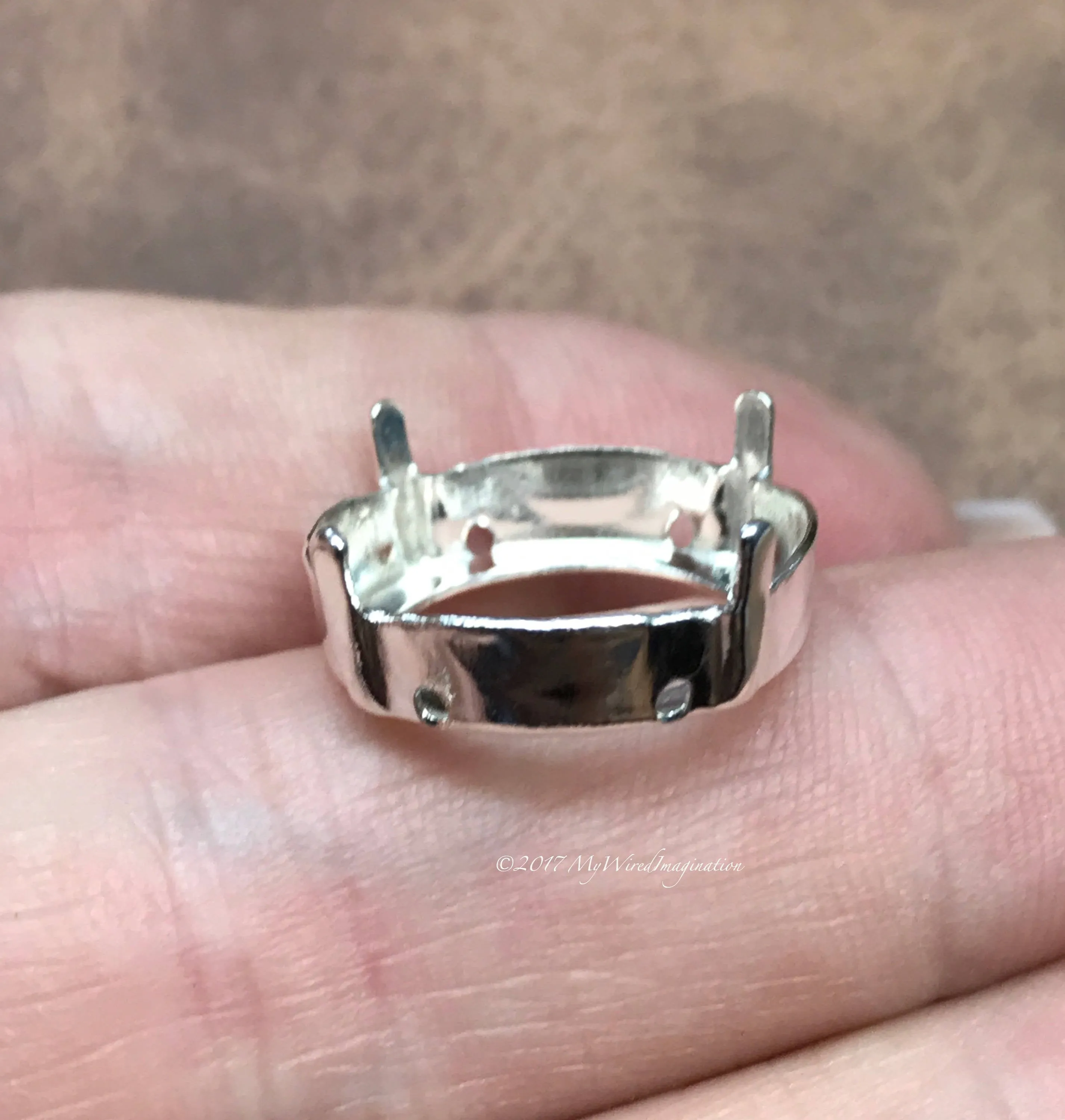 18mm 1122 Rivoli Setting, 2 Pcs Silver or Gold Plated Settings
