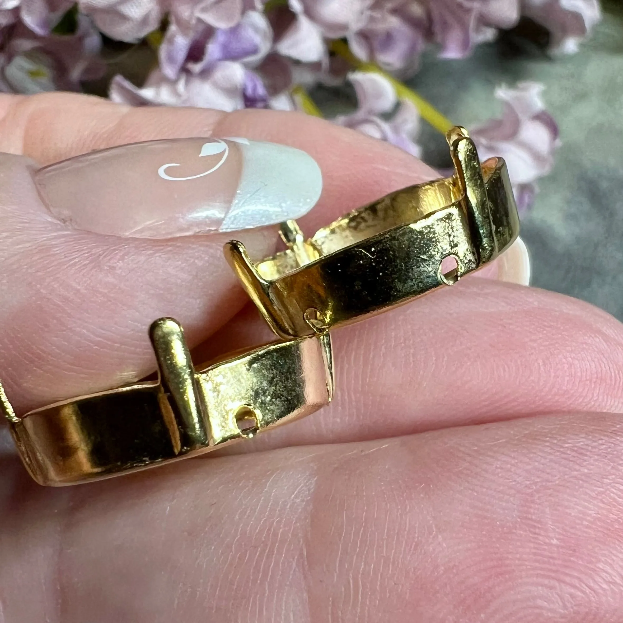 18mm 1122 Rivoli Setting, 2 Pcs Silver or Gold Plated Settings