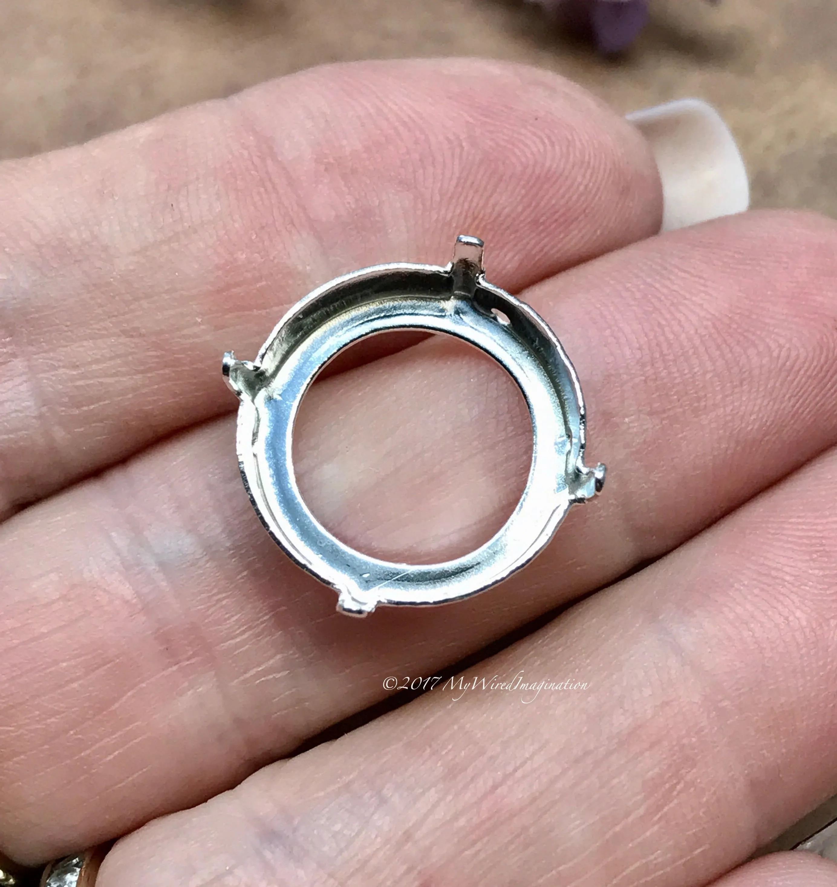 18mm 1122 Rivoli Setting, 2 Pcs Silver or Gold Plated Settings