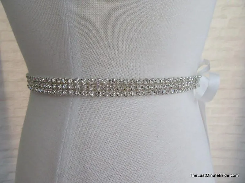 3 Row Rhinestone Beaded Belt Style: Milan