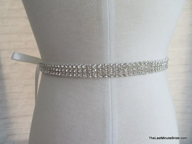 3 Row Rhinestone Beaded Belt Style: Milan