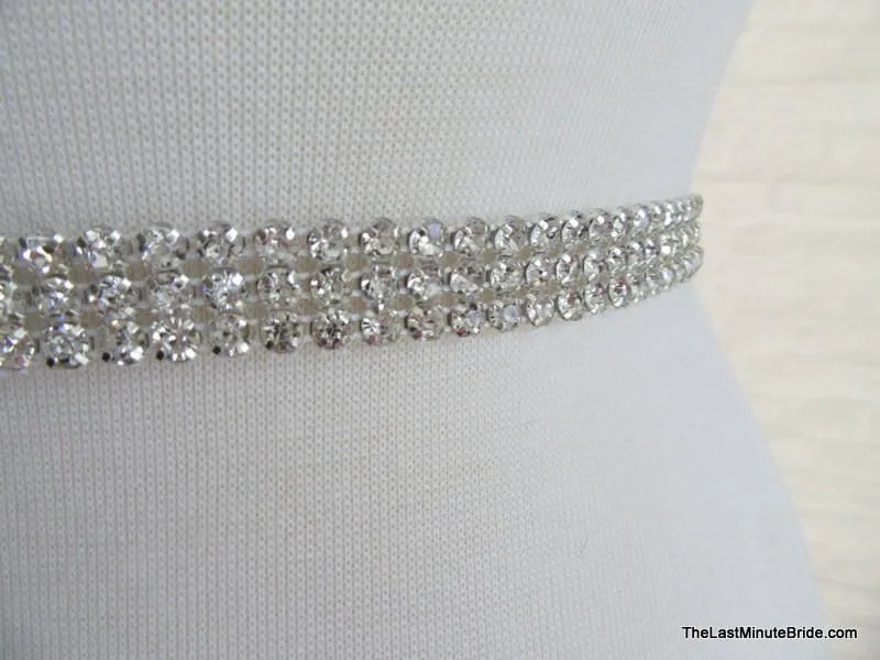 3 Row Rhinestone Beaded Belt Style: Milan