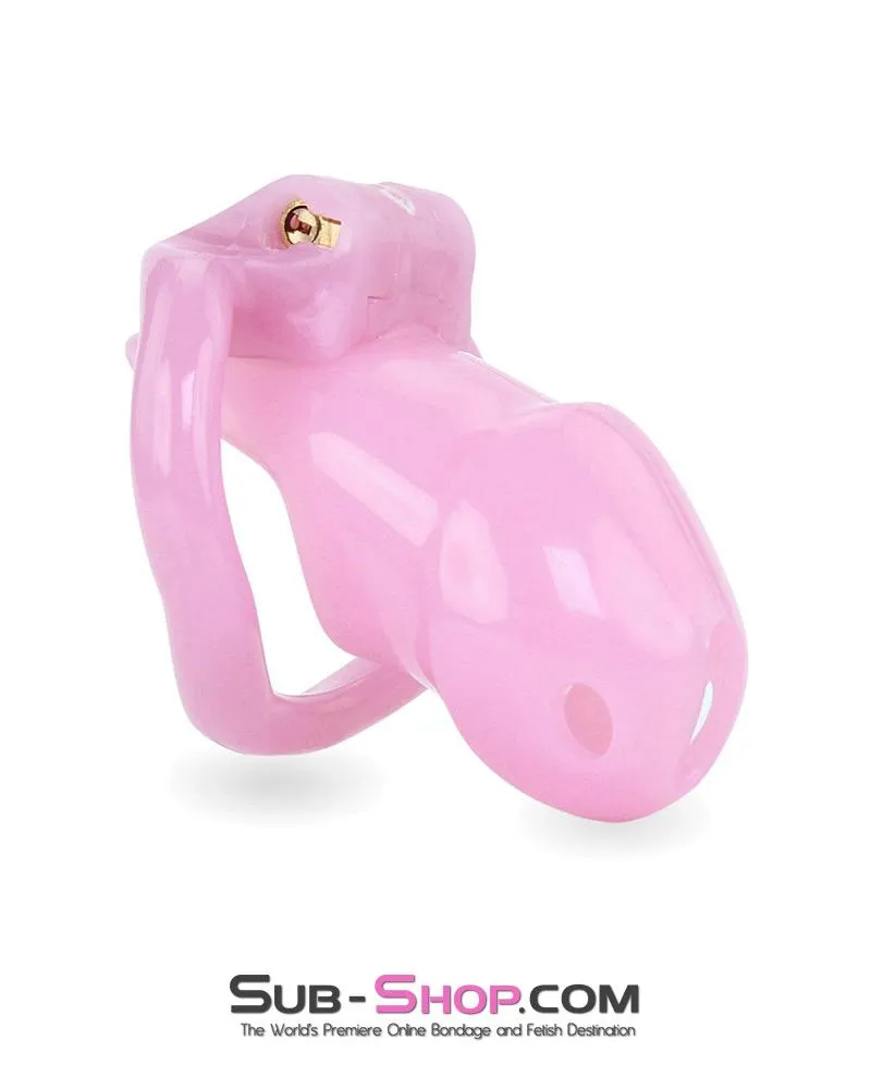 3744AE-SIS      Little Sissy Boy Short High Security Keyed Tumbler Locking Male Chastity with 4 Base Cock Ring Sizes