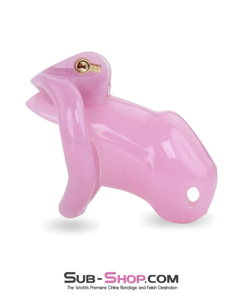 3744AE-SIS      Little Sissy Boy Short High Security Keyed Tumbler Locking Male Chastity with 4 Base Cock Ring Sizes