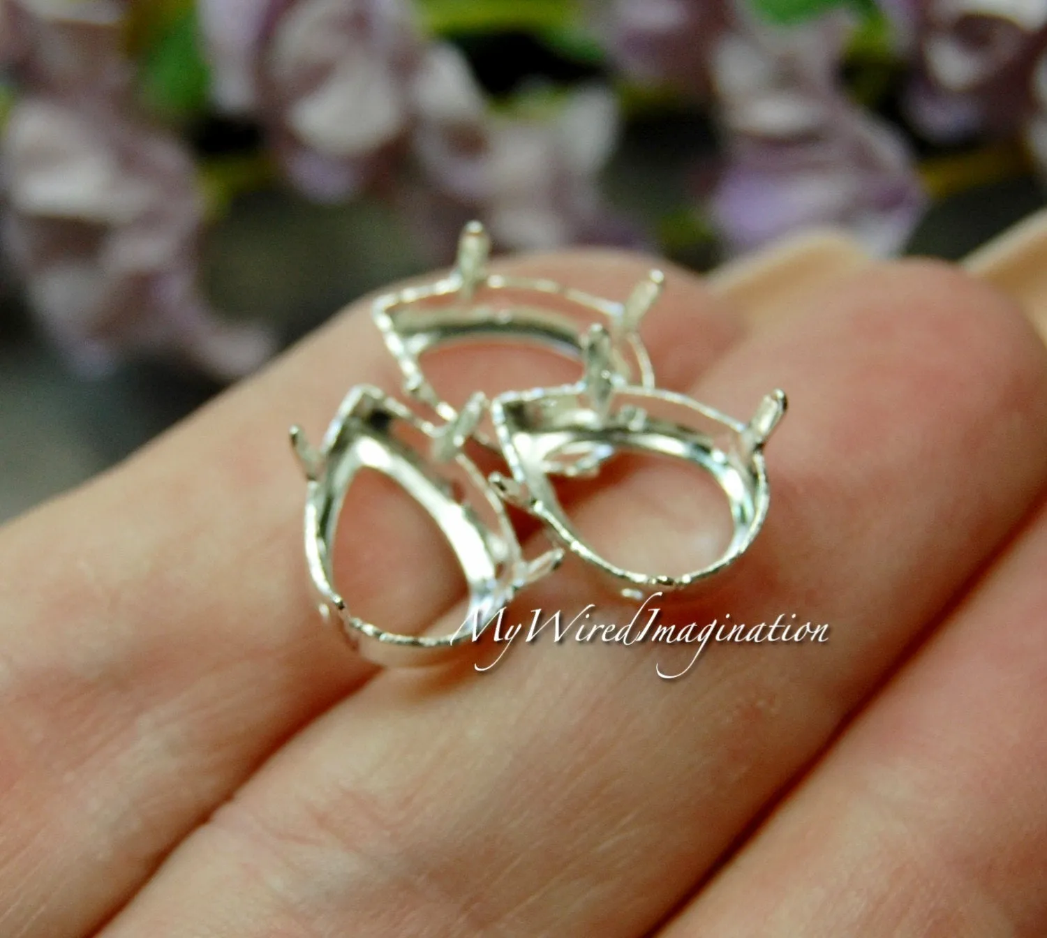 3pcs Silver or Gold Plated Sew On Setting, fits Swarovski 14X10mm Pear, Pendaloque 4320