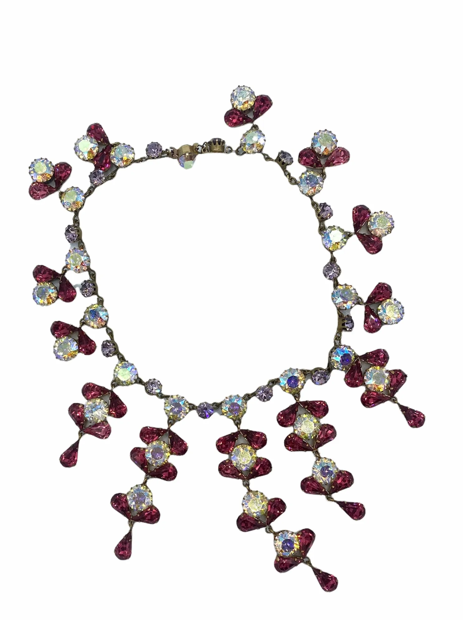 50s Pink and White Showgirl Oversized Rhinestone Collar