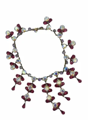 50s Pink and White Showgirl Oversized Rhinestone Collar