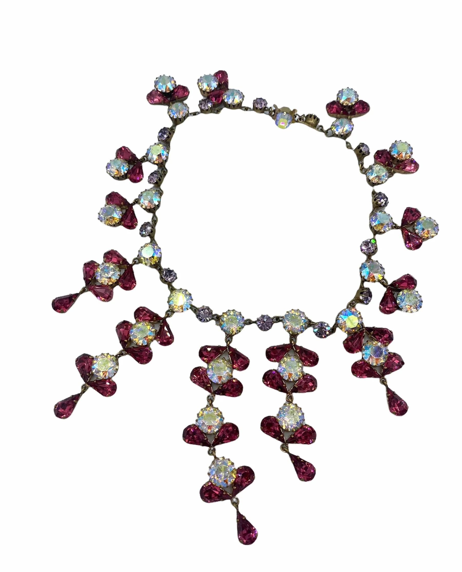 50s Pink and White Showgirl Oversized Rhinestone Collar