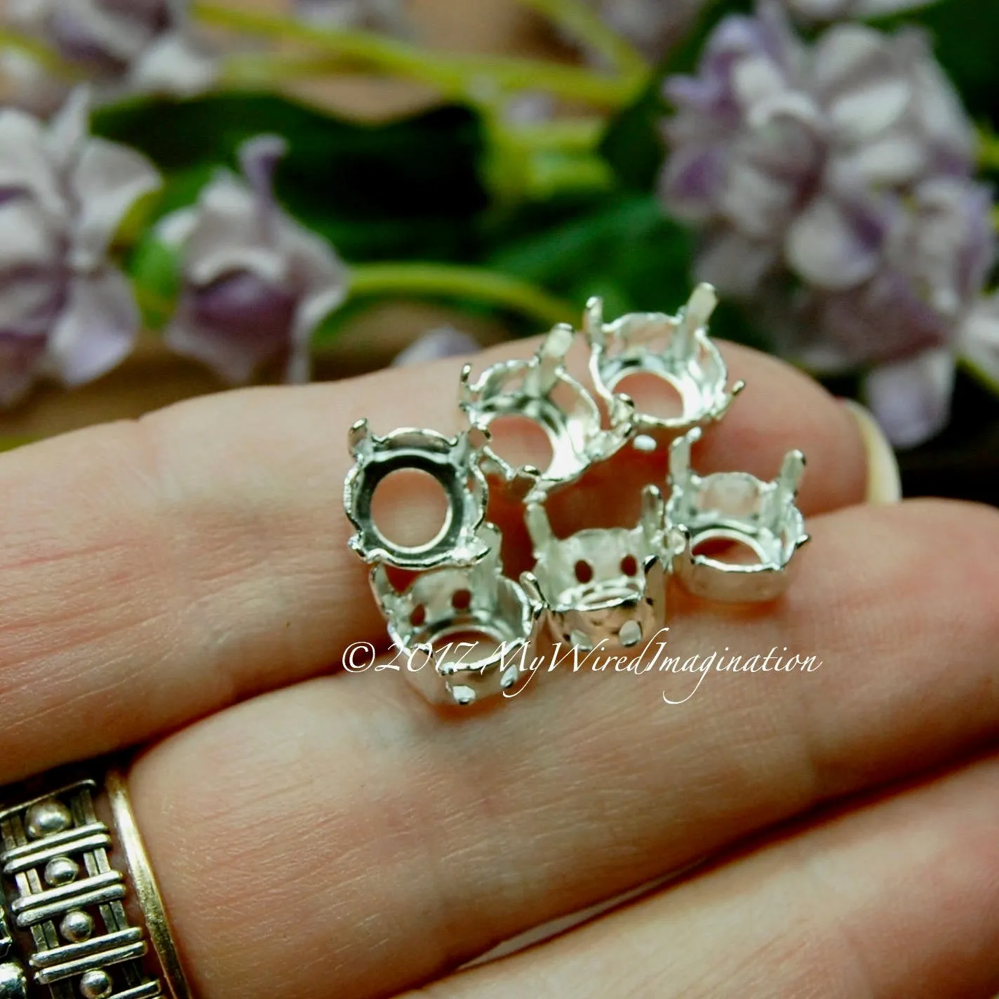 6 pcs Silver or Gold Plated Settings for 37-38ss 39ss 40ss & 41ss Round Rhinestones