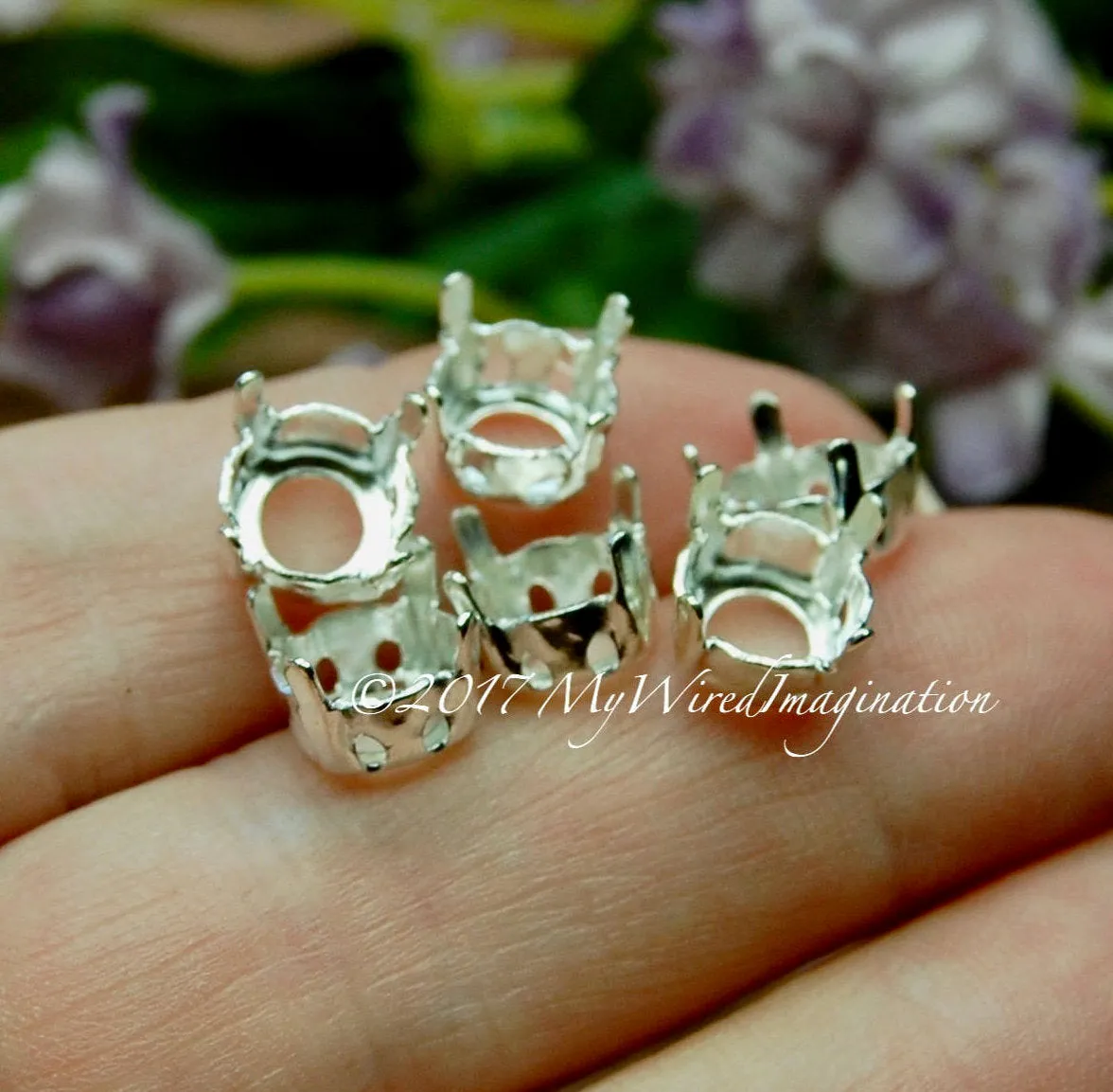 6 pcs Silver or Gold Plated Settings for 37-38ss 39ss 40ss & 41ss Round Rhinestones