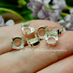 6 pcs Silver or Gold Plated Settings for 37-38ss 39ss 40ss & 41ss Round Rhinestones