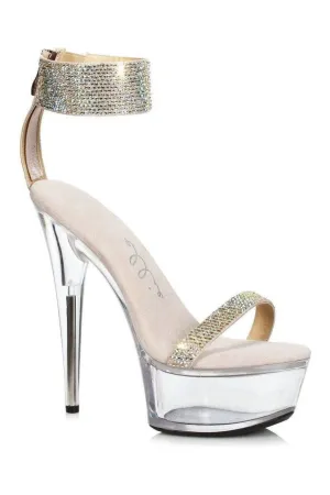 609-ANIKA Stripper Sandal | Gold Faux Leather