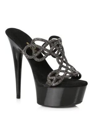 609-SABRINA Stripper Slide | Black Rhinestones