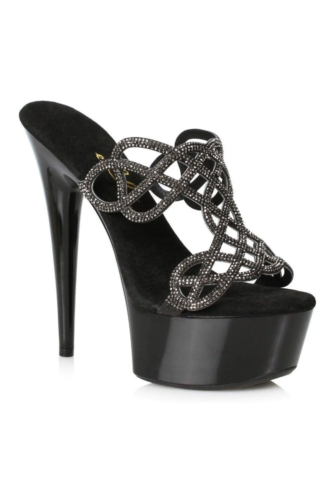 609-SABRINA Stripper Slide | Black Rhinestones