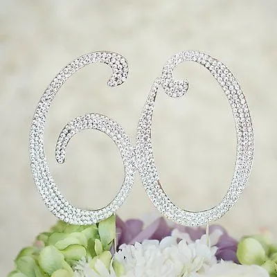 60th Birthday Crystal Rhinestone Cake Topper 60 Birthday Party Monogram