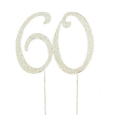 60th Birthday Crystal Rhinestone Cake Topper 60 Birthday Party Monogram