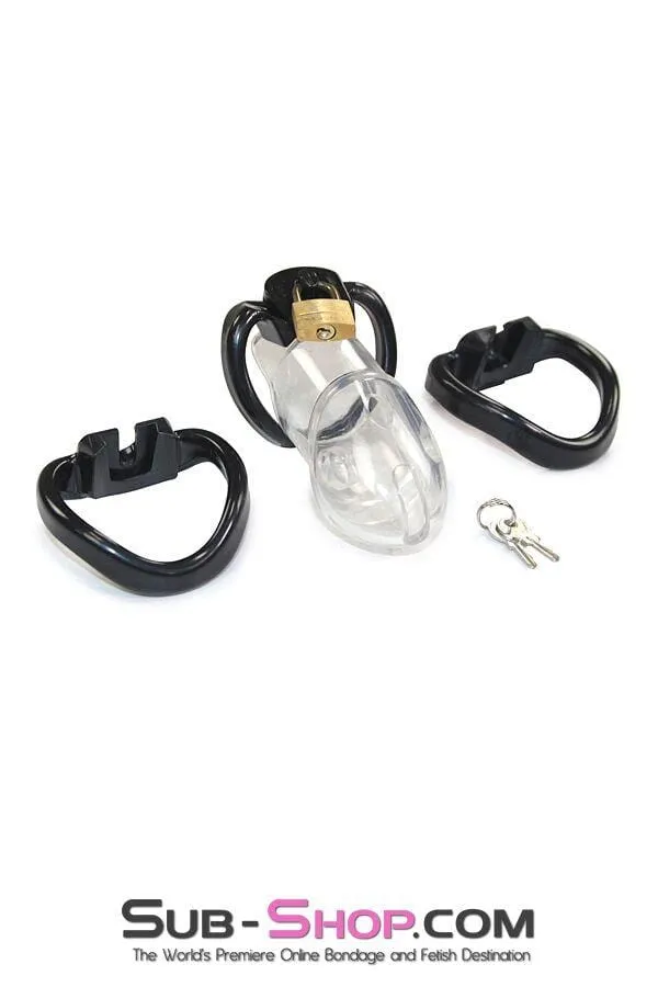 7327AR      Black Balled Locking Cock & Ball Chastity Set