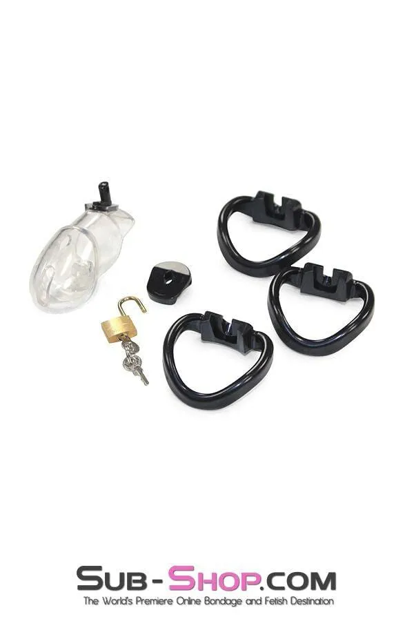 7327AR      Black Balled Locking Cock & Ball Chastity Set