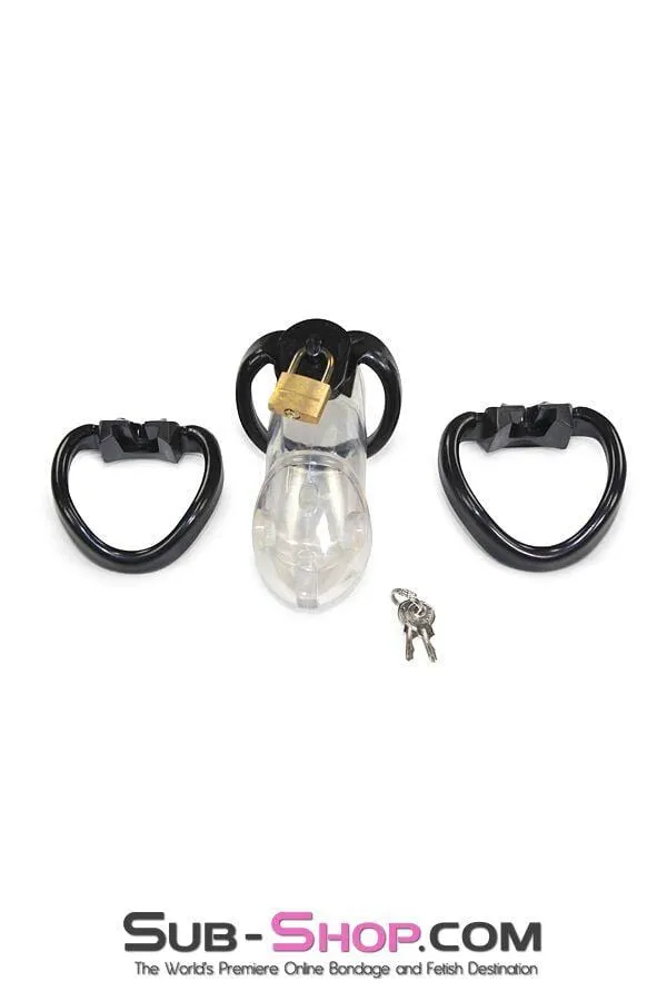 7327AR      Black Balled Locking Cock & Ball Chastity Set