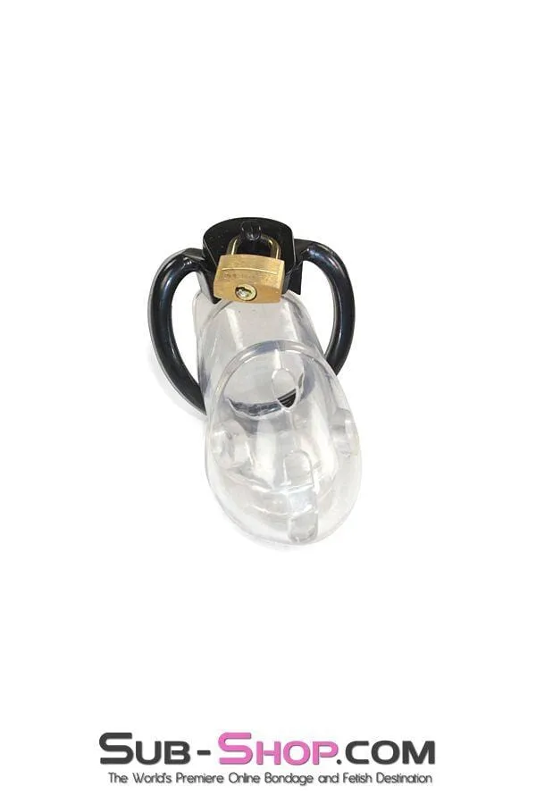 7327AR      Black Balled Locking Cock & Ball Chastity Set