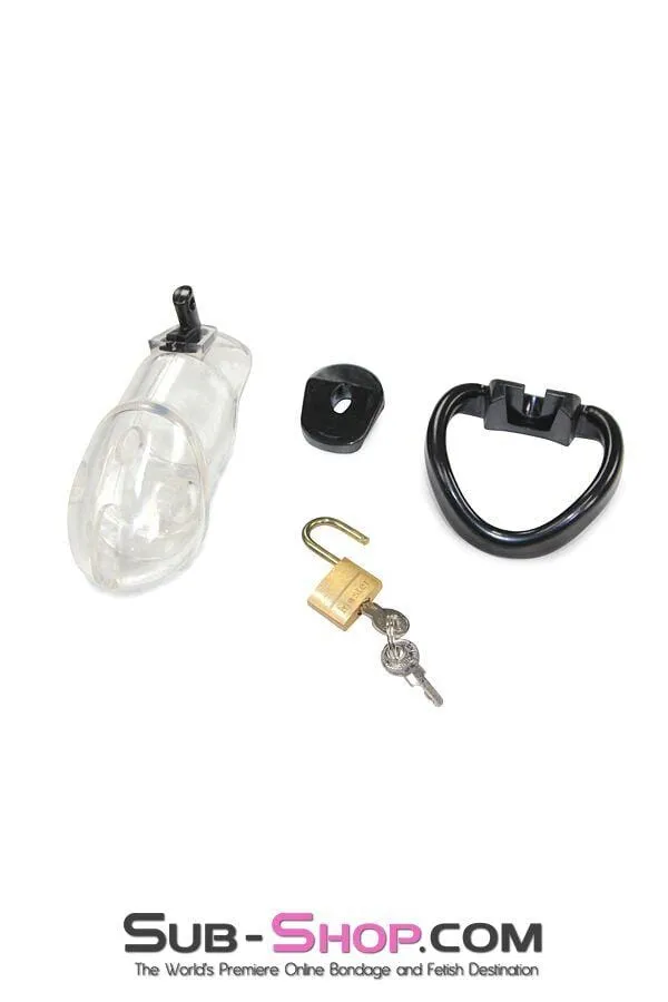 7327AR      Black Balled Locking Cock & Ball Chastity Set