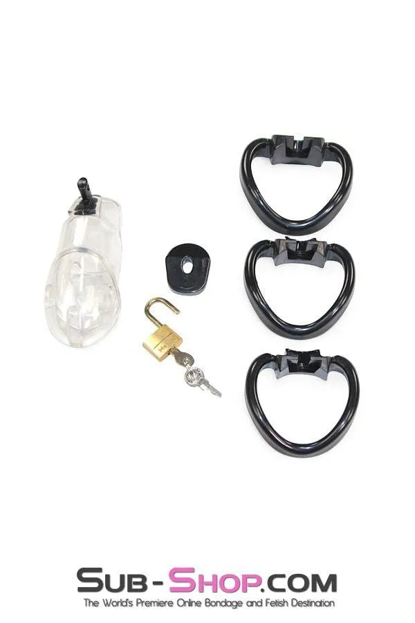 7327AR      Black Balled Locking Cock & Ball Chastity Set
